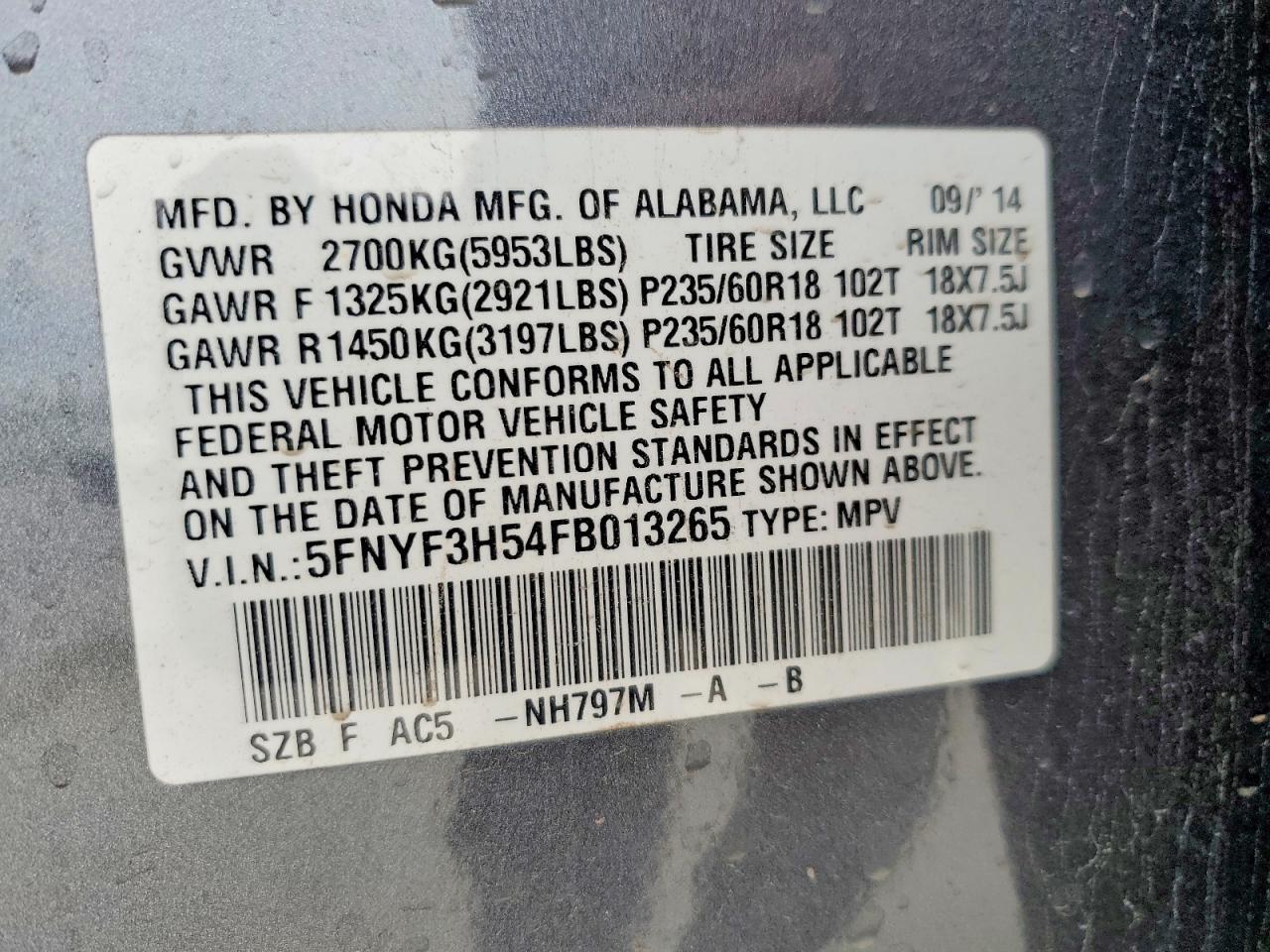 2015 Honda Pilot exl