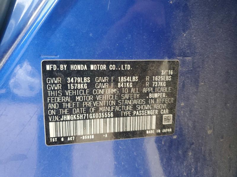 2016 Honda Fit ex