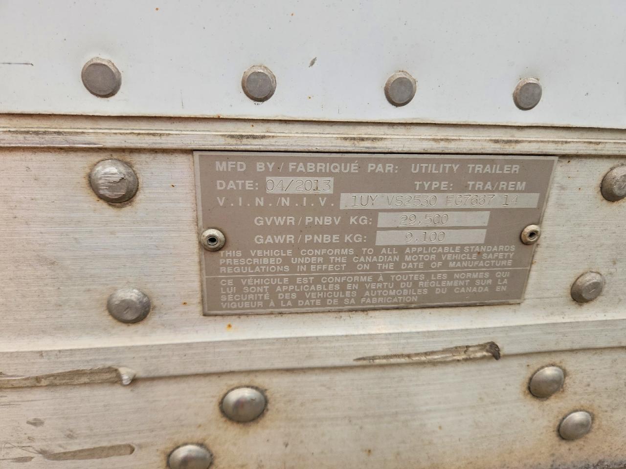 2014 Utility DRY Van Trailer-DRY Van Trailer