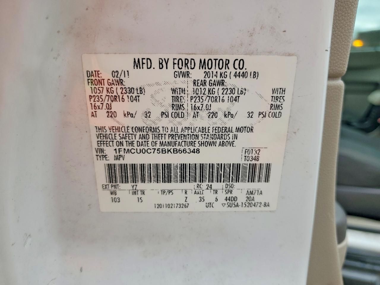 2011 Ford Escape xls