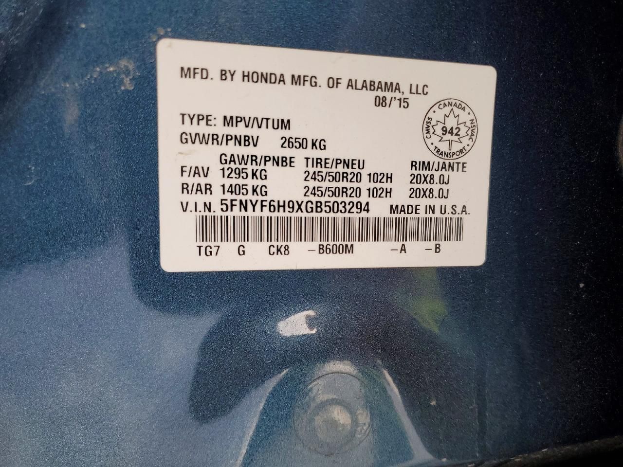 2016 Honda Pilot Touring