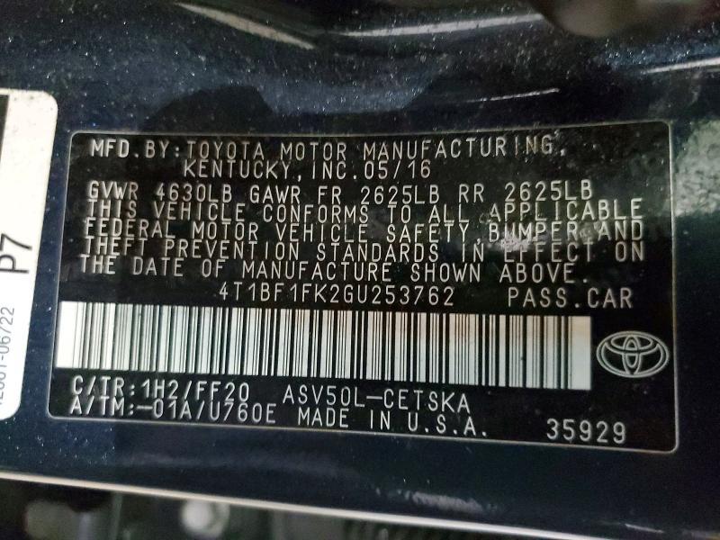 2016 Toyota Camry le