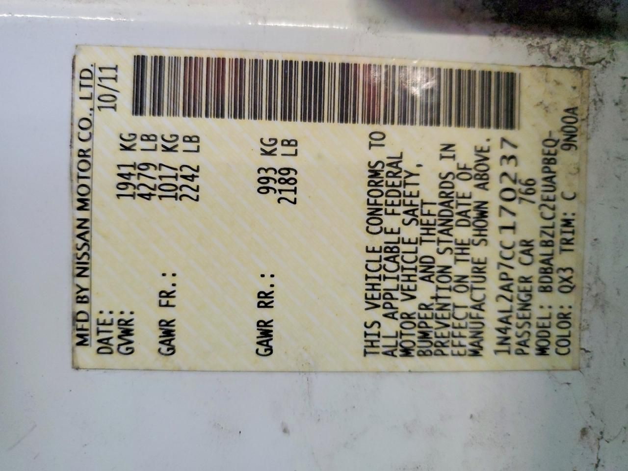 2012 Nissan Altima Base