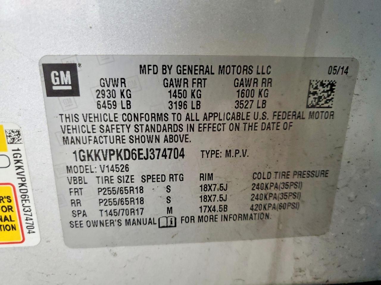 2014 GMC Acadia sle