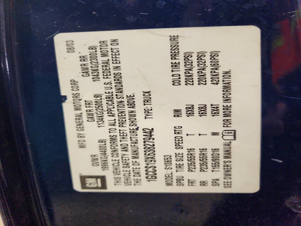 2003 Chevrolet S Truck S10