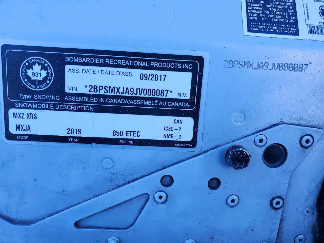 2018 Skidoo MXZ XRS 850 Etec
