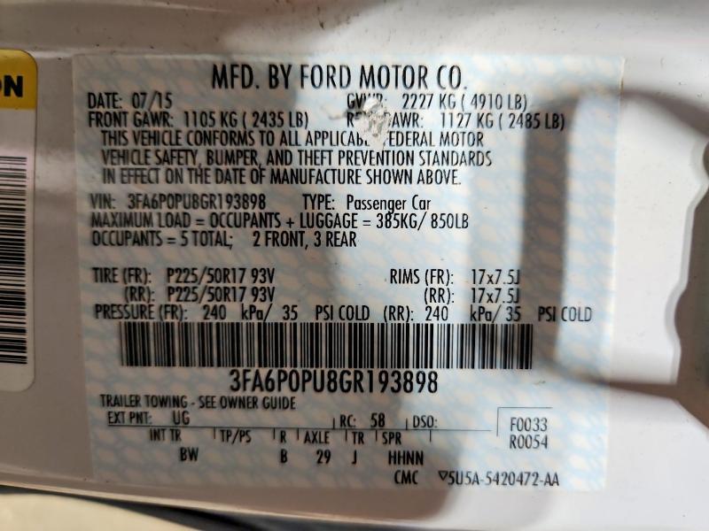 2016 Ford Fusion se Phev