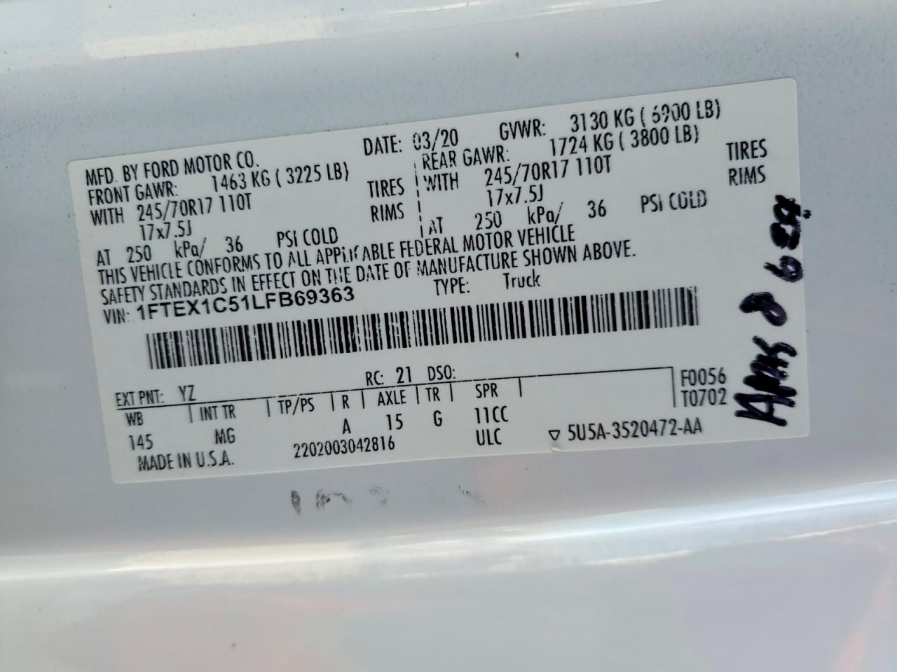 2020 Ford F150 Super cab