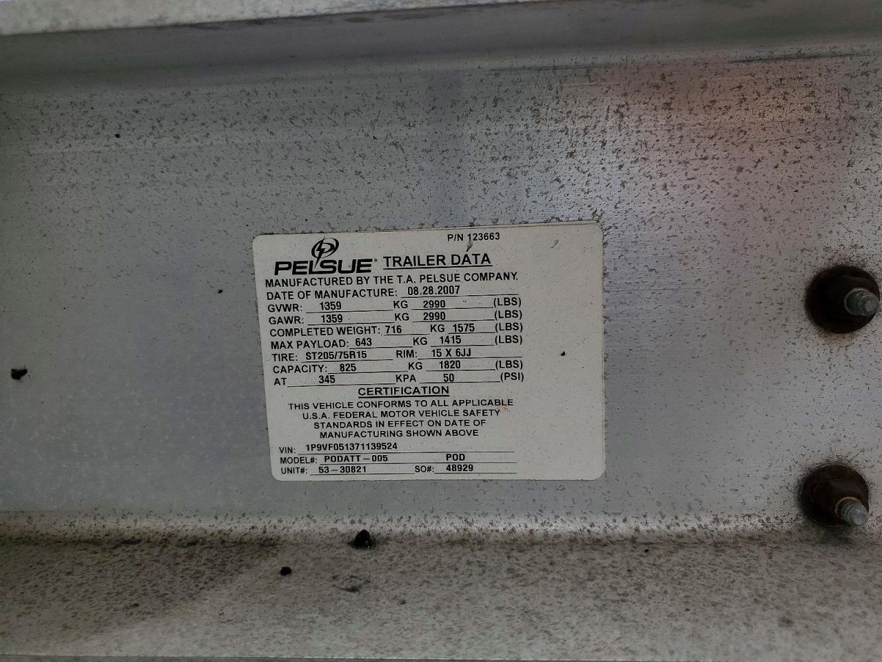 2007 Pelsue Podatt-005 Fiber Optic Splicing Trailer