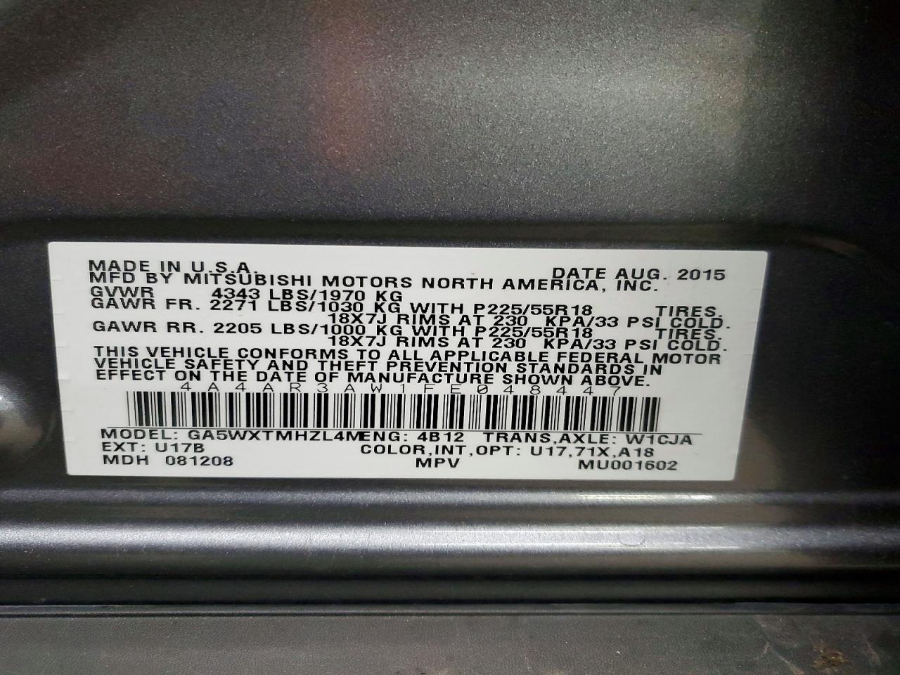 2015 Mitsubishi Outlander Sport es