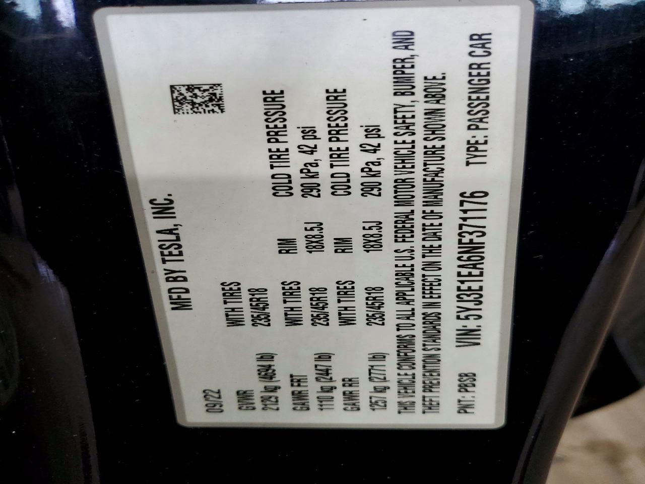 2022 Tesla Model 3