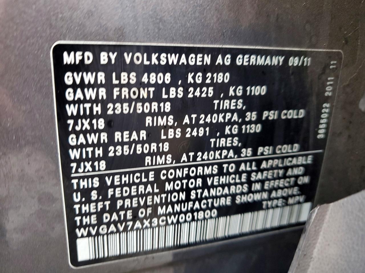 2012 Volkswagen Tiguan s