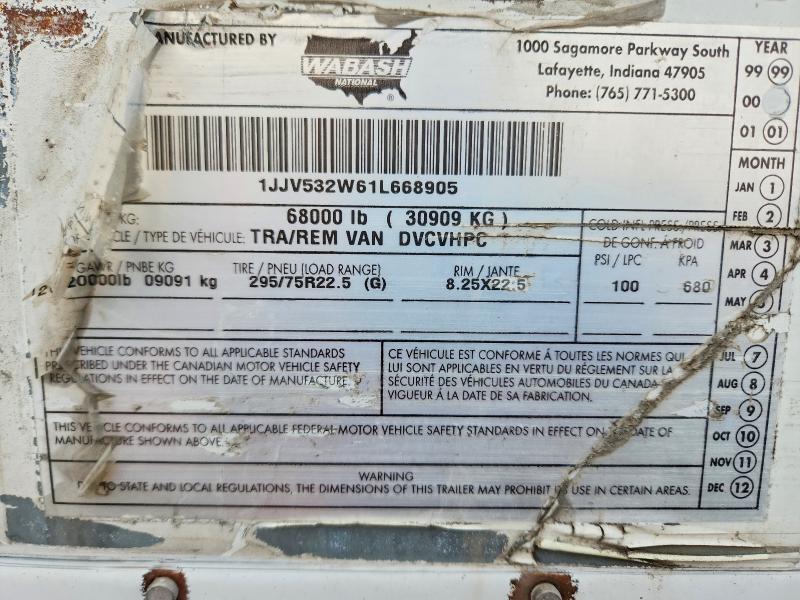 2001 Wabash Dvcvhpc DRY Van Trailer