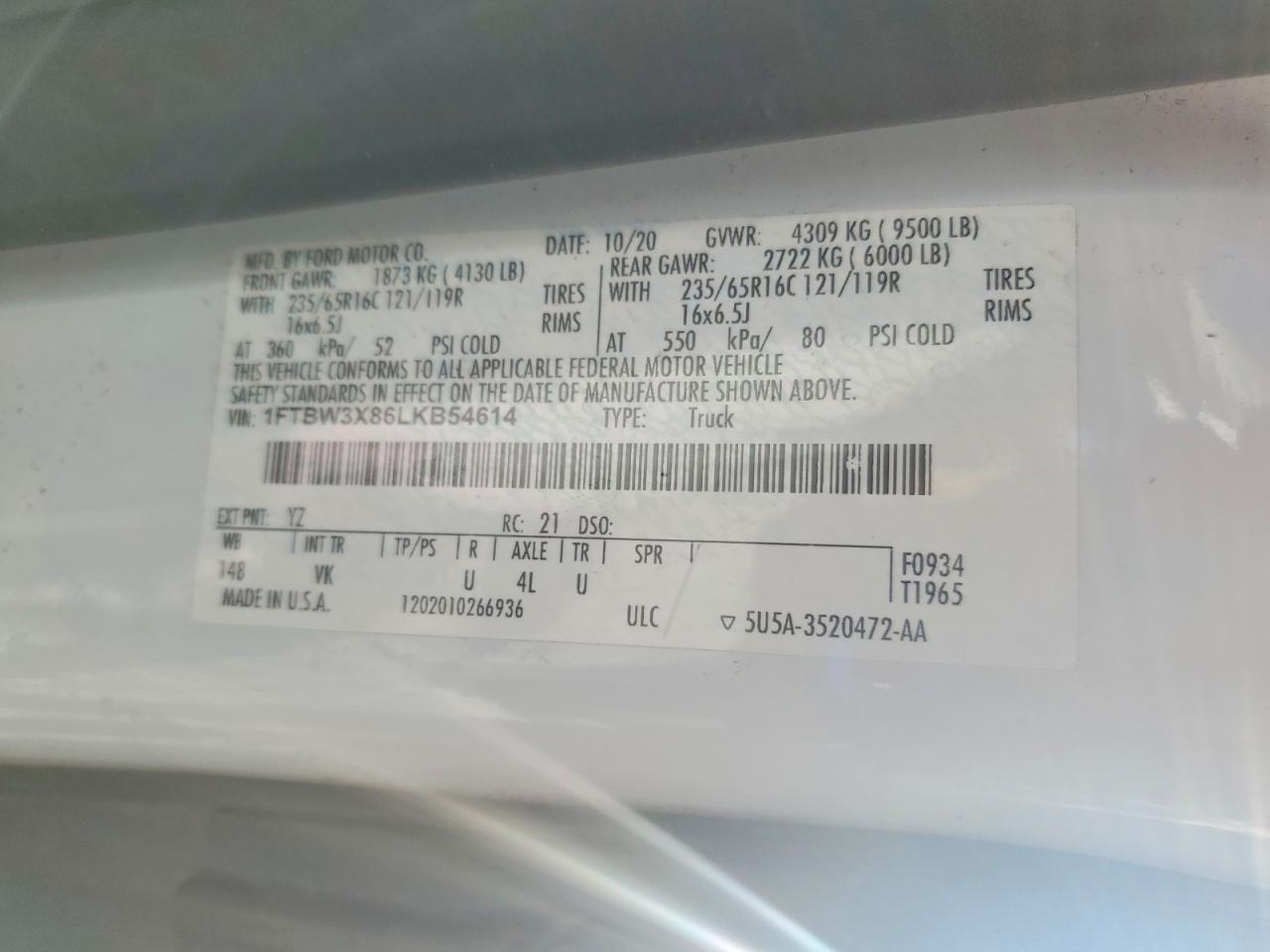 2020 Ford Transit 350 Delivery Van