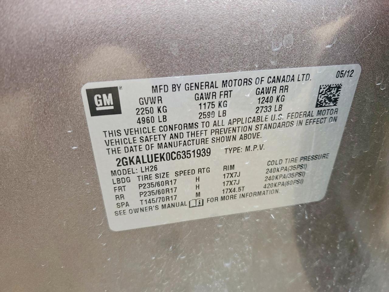 2012 GMC Terrain slt