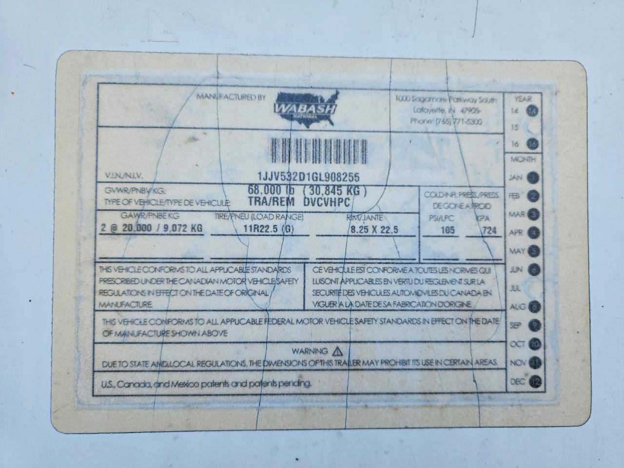 2016 Wabash Dvcvhpc  DRY Van Trailer