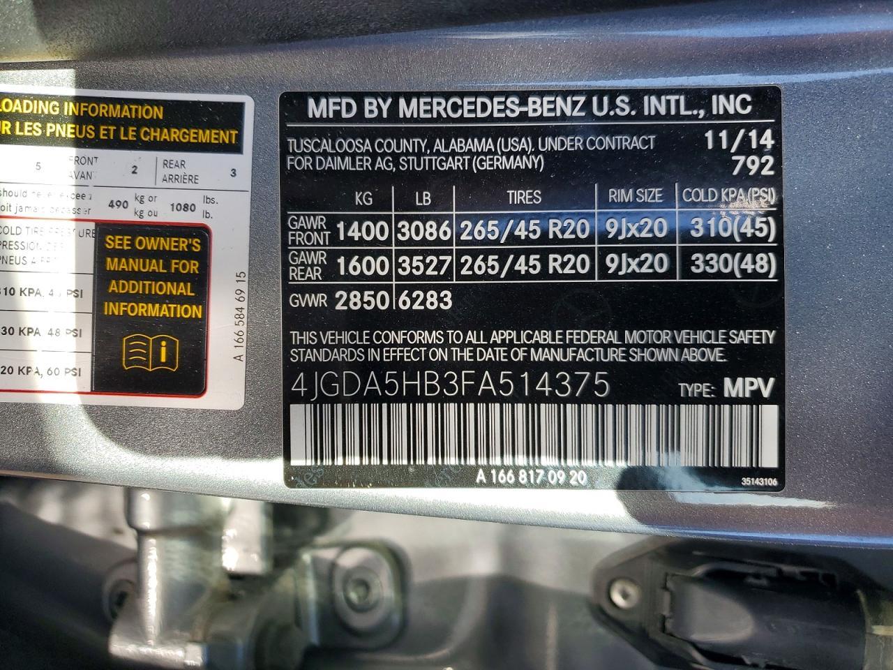 2015 Mercedes-Benz Ml 350 4matic