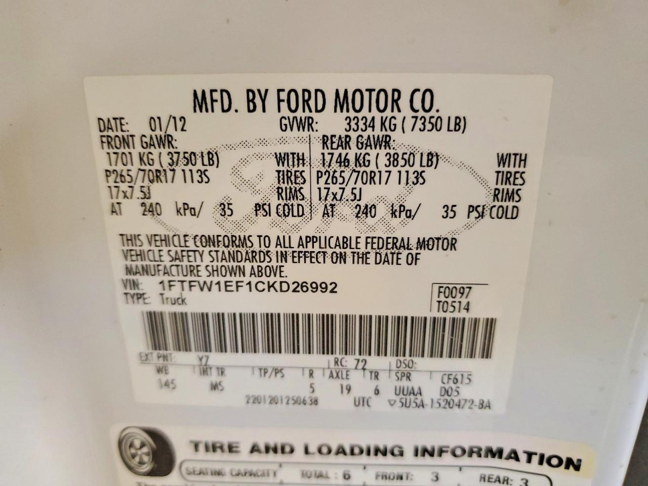 2012 Ford F150 Supercrew