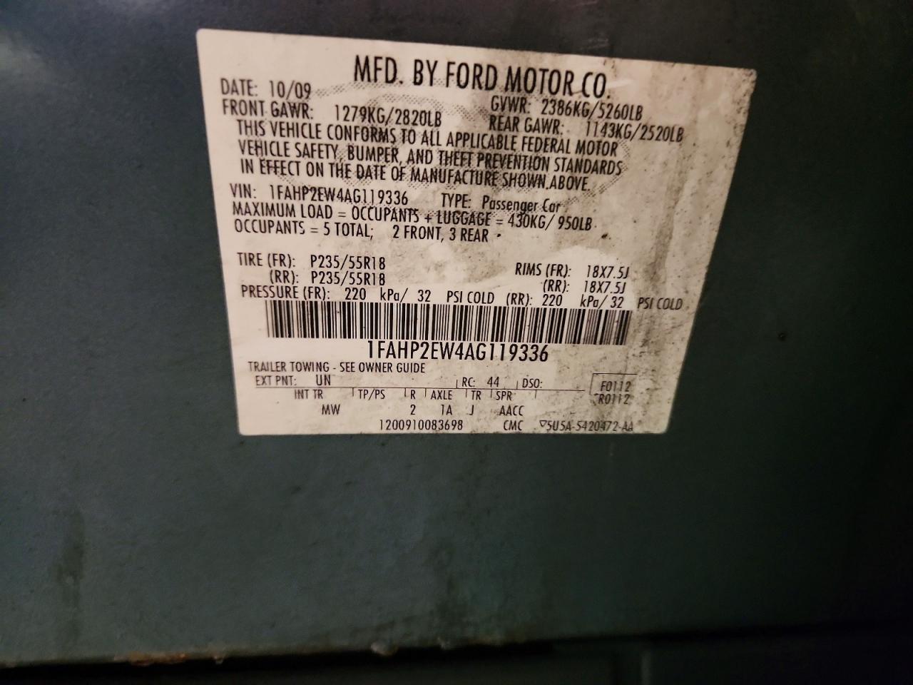 2010 Ford Taurus sel