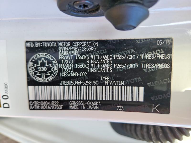 2015 Toyota 4runner Sr5/sr5 Premium