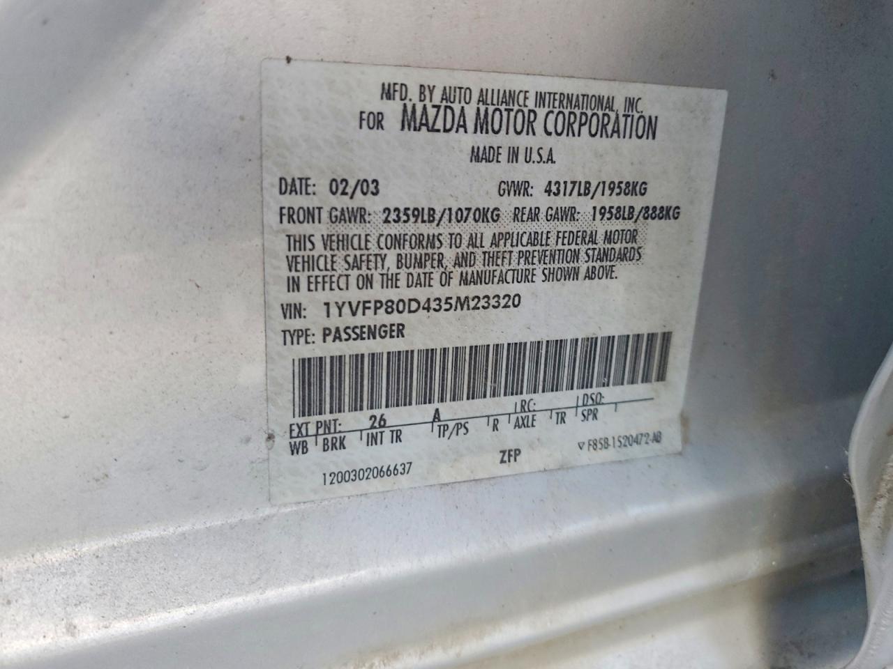 2003 Mazda 6 S