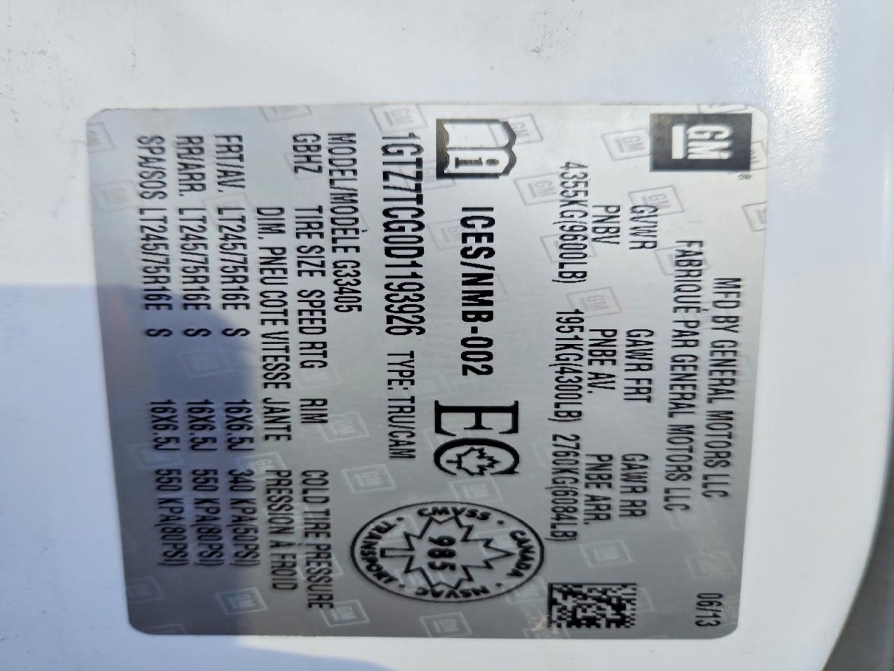 2013 GMC Savana G3500