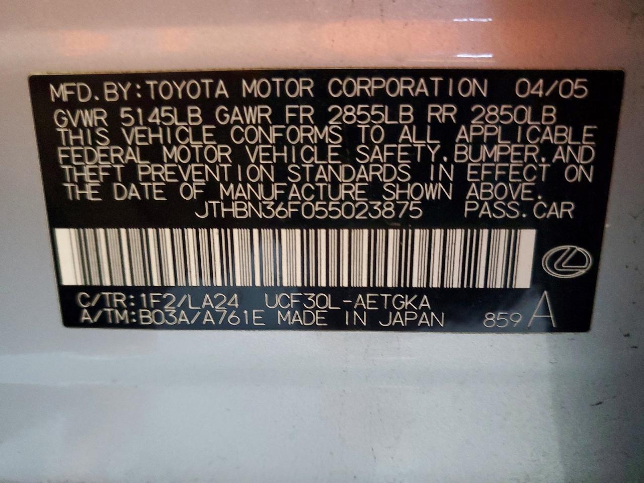 2005 Lexus Ls 430 Base