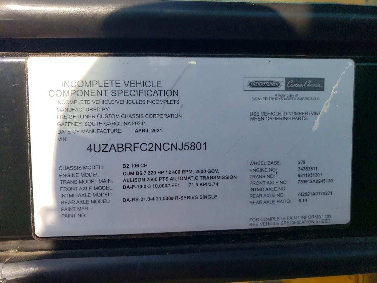 2022 Freightliner Chassis B2B