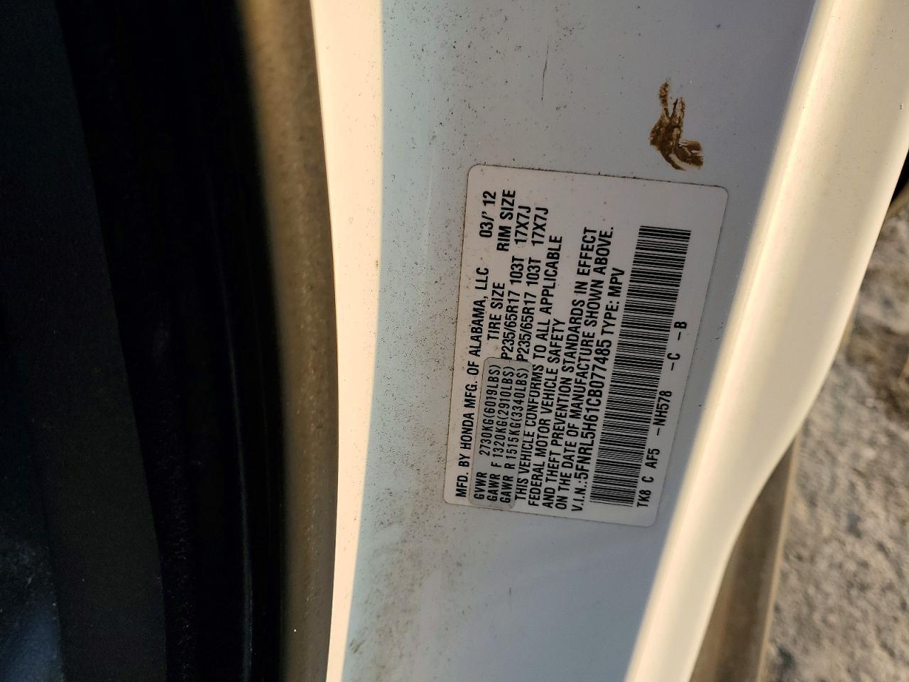2012 Honda Odyssey exl