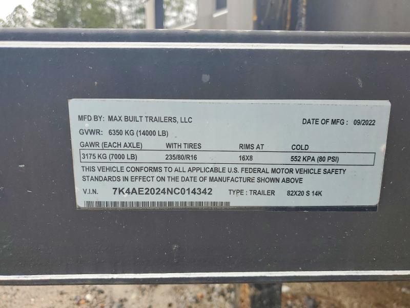 2022 Maxxbuilt 82X20 S Equipment Trailer