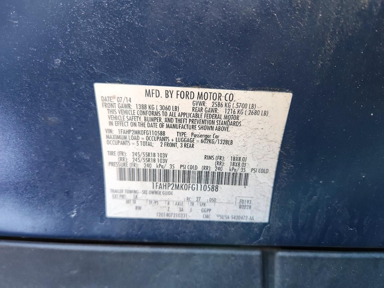 2015 Ford Taurus Police Interceptor