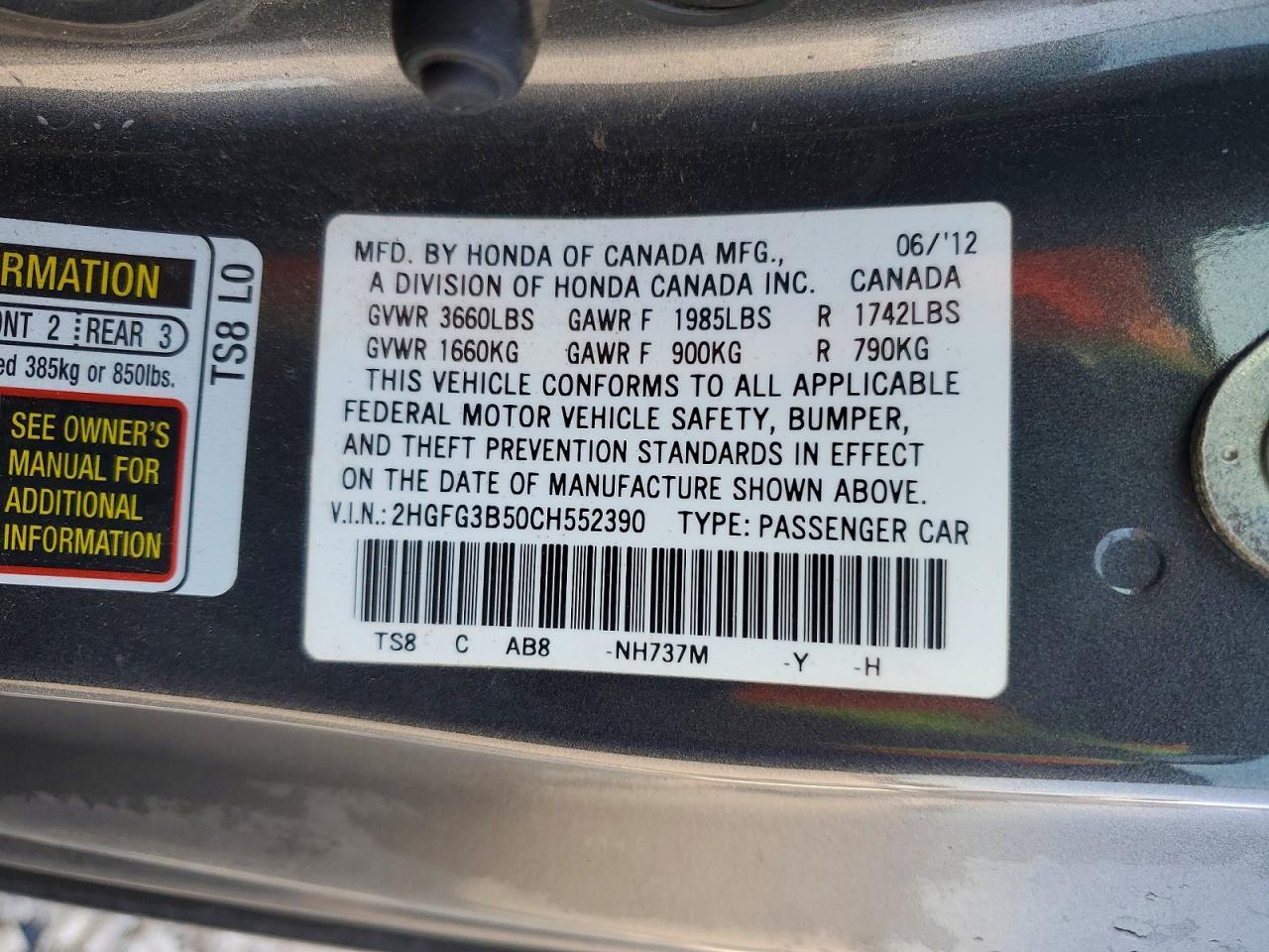 2012 Honda Civic lx