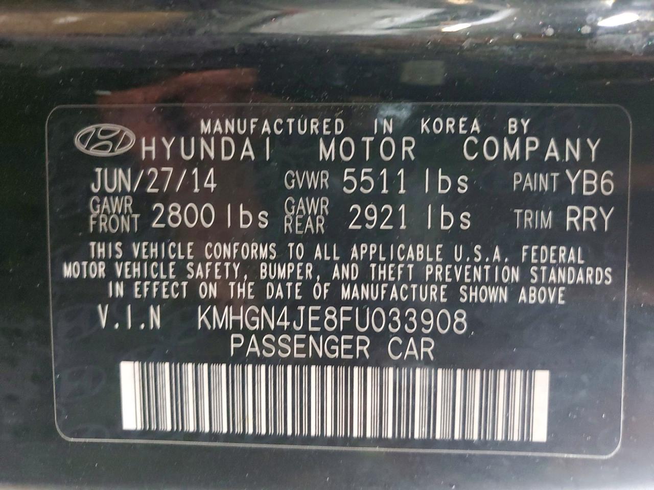 2015 Hyundai Genesis 3.8l