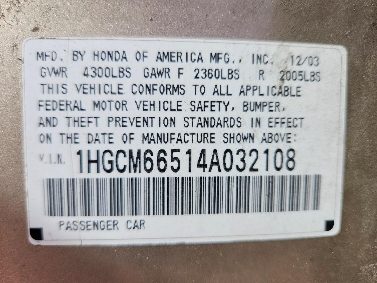 2004 Honda Accord ex