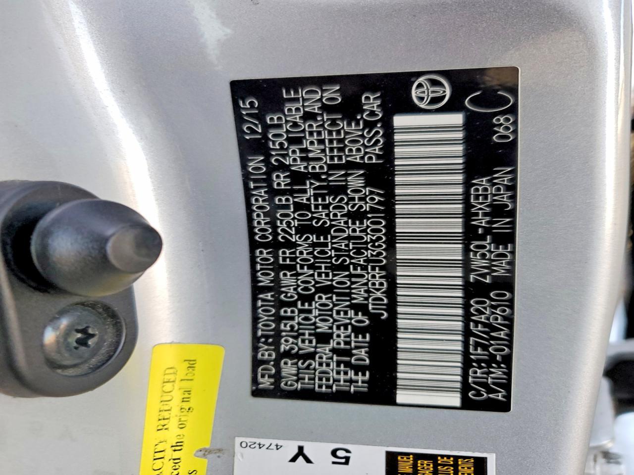 2016 Toyota Prius two