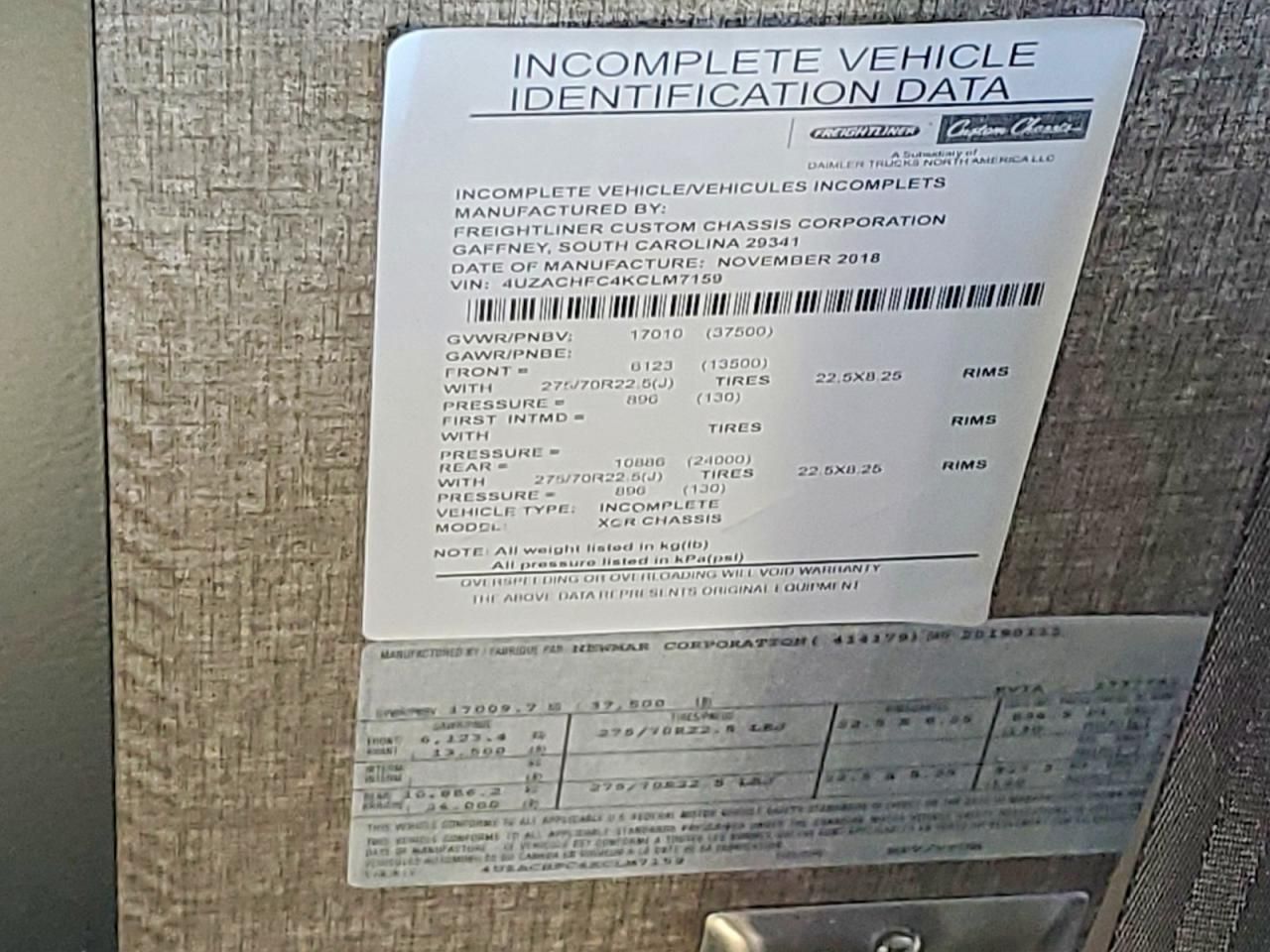 2019 Freightliner Chassis XC