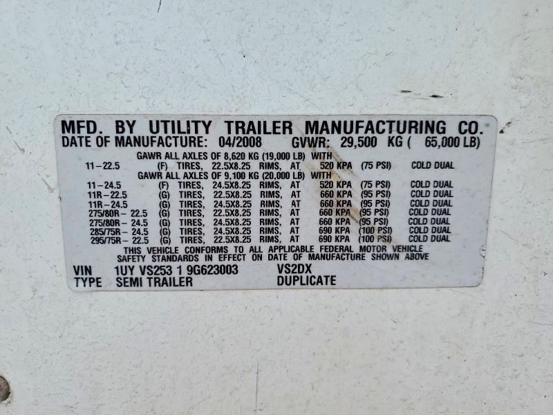 2009 Utility VS2DX DRY Van Trailer