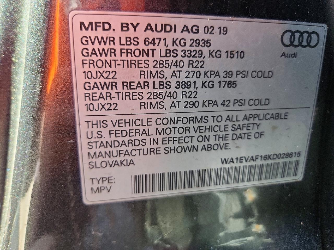 2019 Audi Q8 Premium Plus S-line