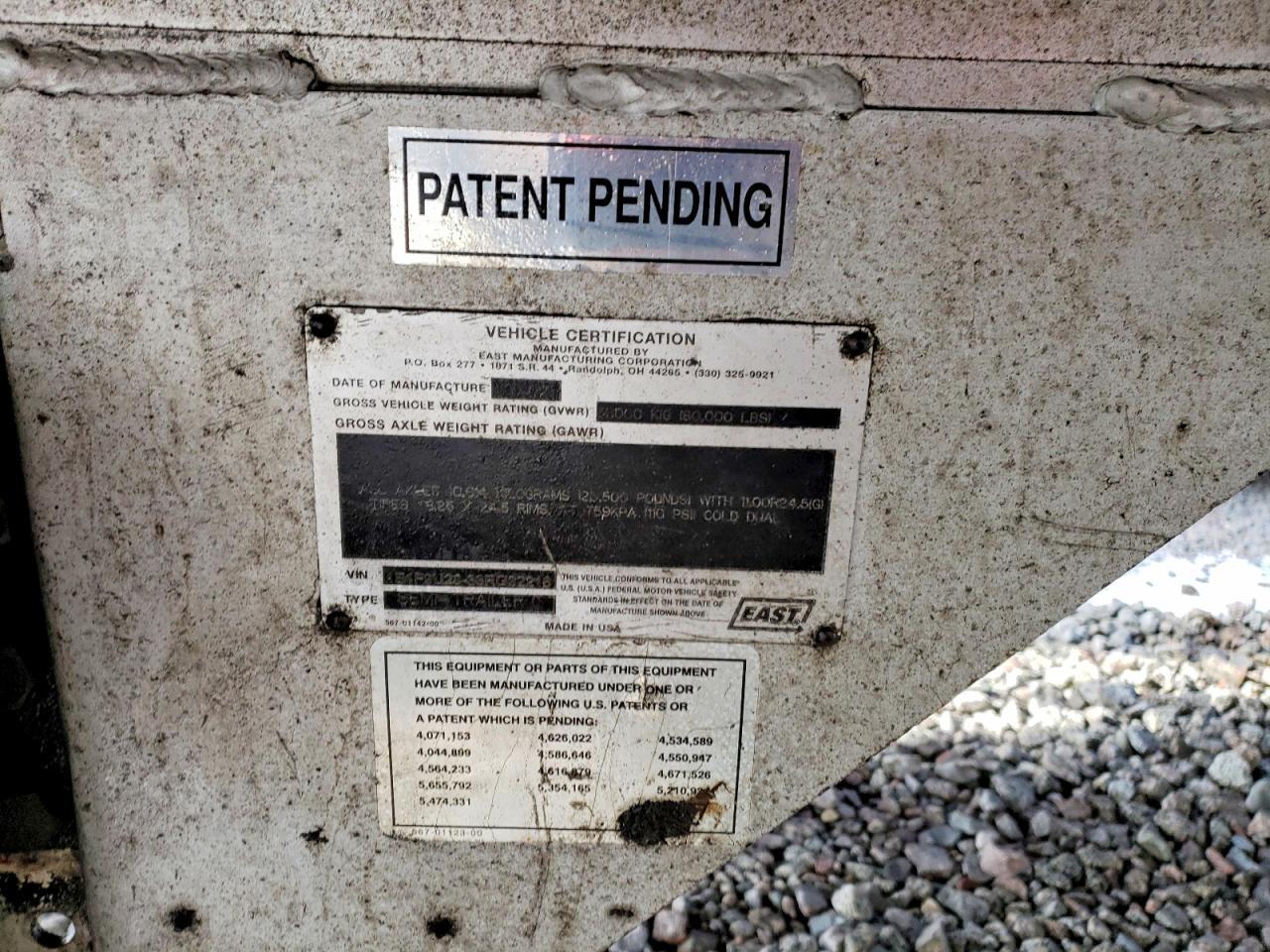 2003 East Manufacturing END Dump Trailer