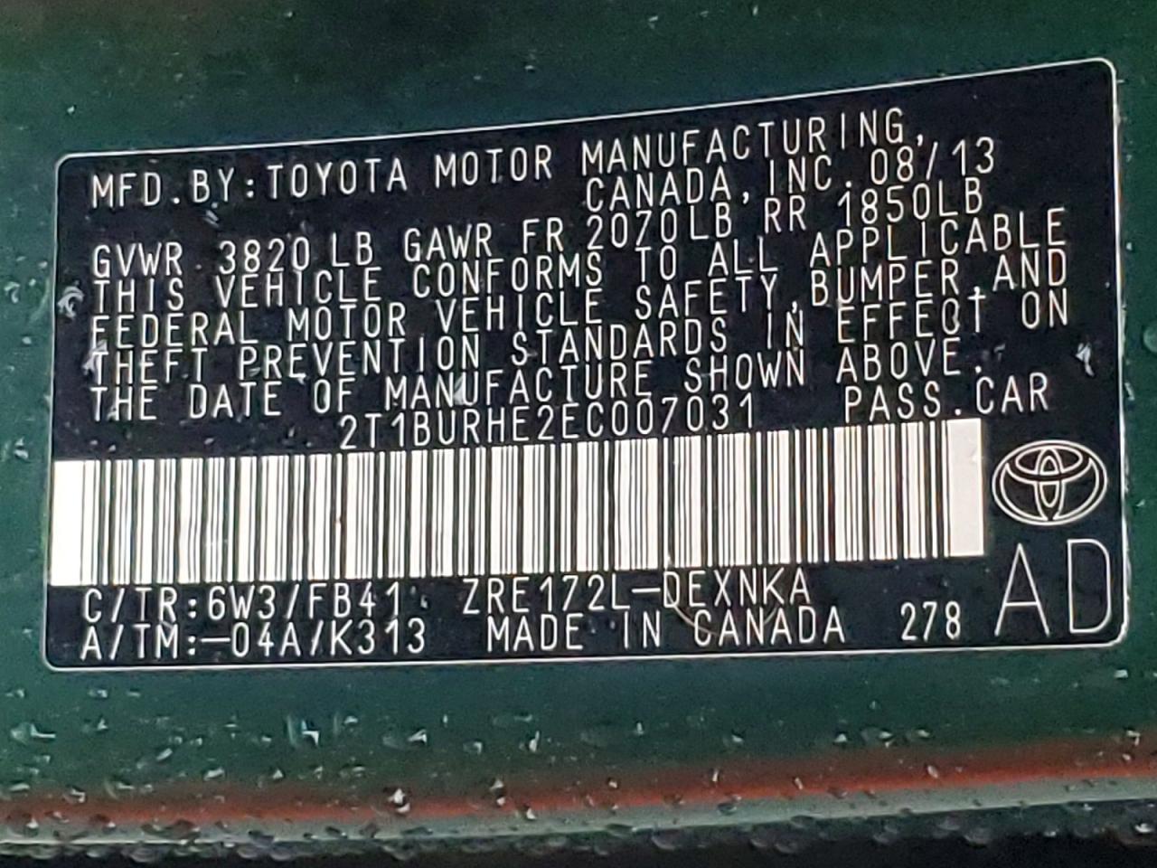 2014 Toyota Corolla l