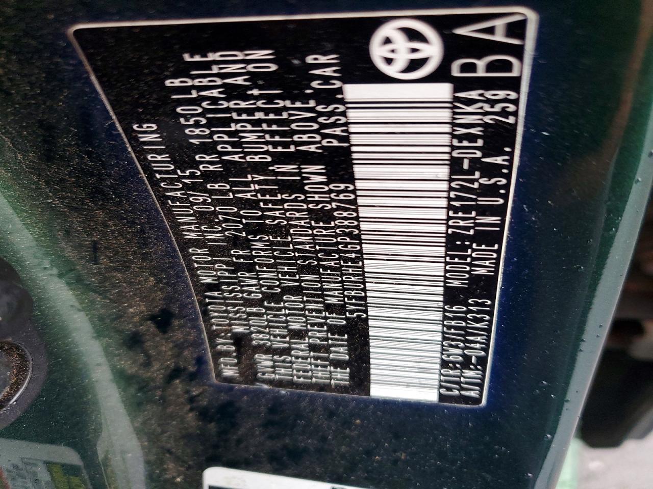 2016 Toyota Corolla l