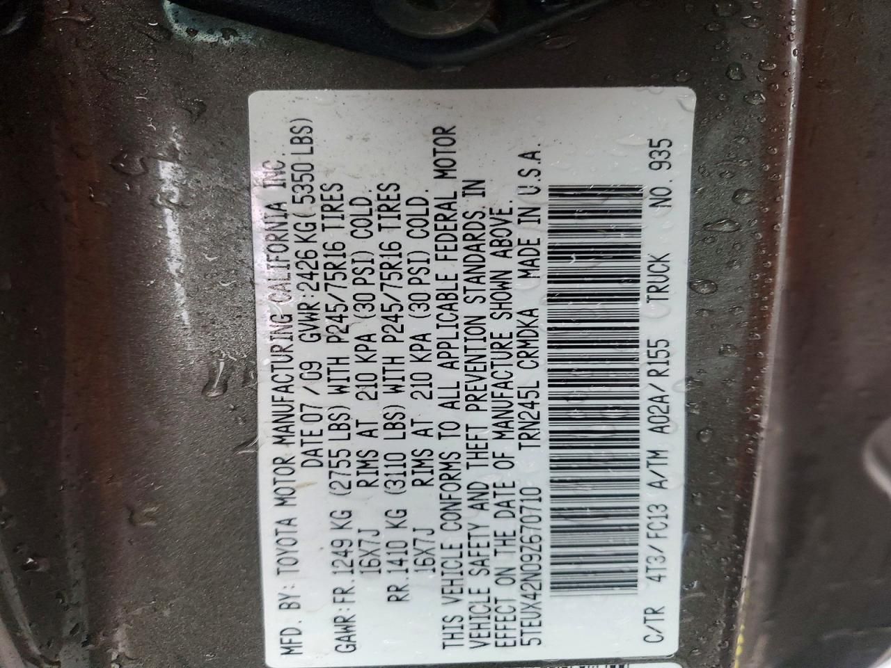 2009 Toyota Tacoma Access Cab