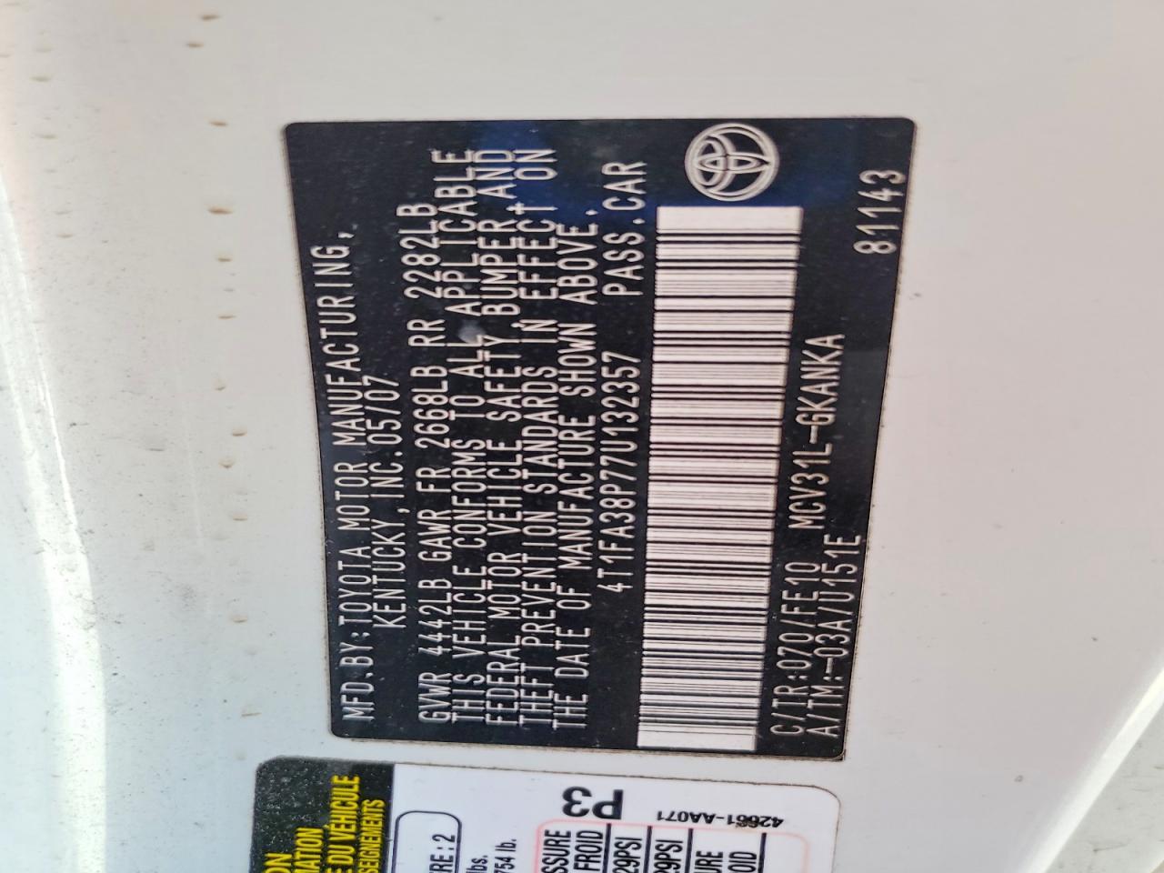 2007 Toyota Camry Solara se