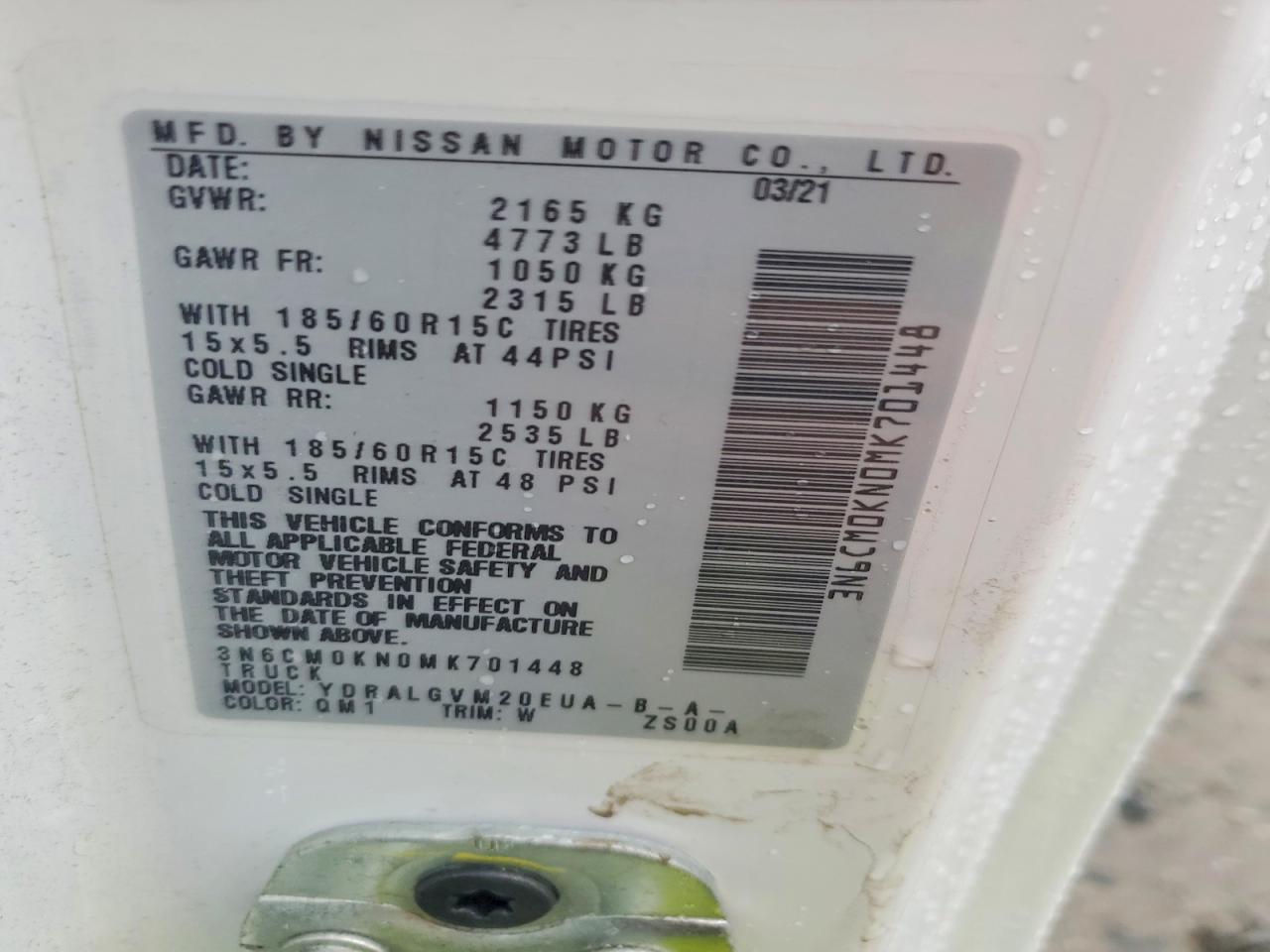 2021 Nissan 2021 Niss NV200 Utility / Service Van