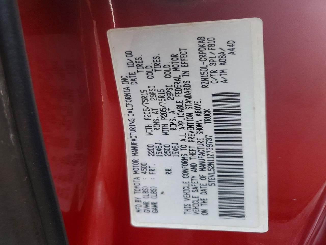 2001 Toyota Tacoma Xtracab