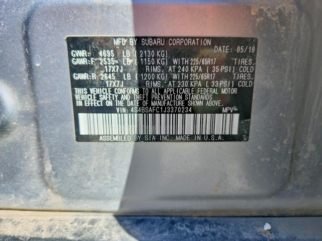 2018 Subaru Outback 2.5i Premium