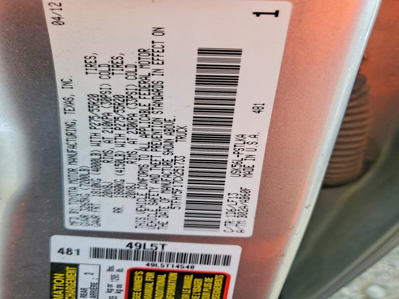 2012 Toyota Tundra Crewmax Limited
