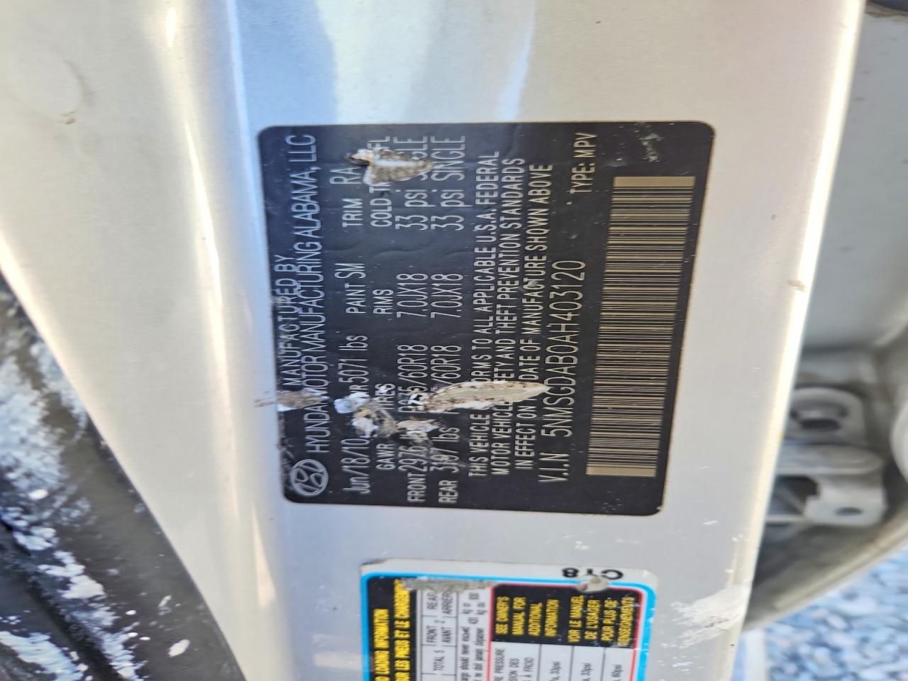 2010 Hyundai Santa fe gls