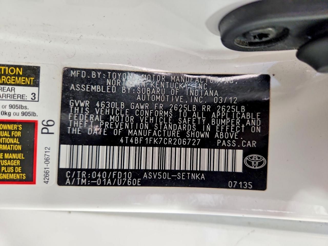 2012 Toyota Camry Base