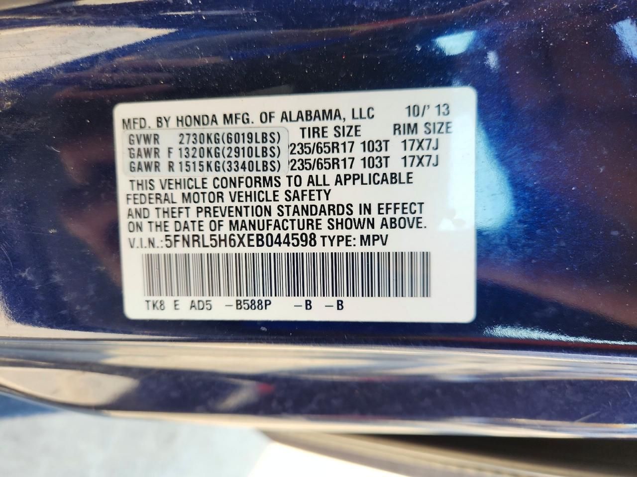 2014 Honda Odyssey exl